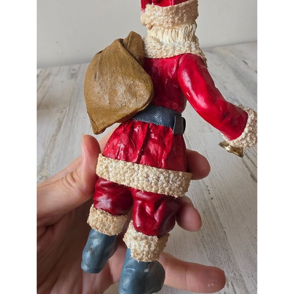 Vintage Santa paper mache bag Bell figurine Xmas decor - Picture 5 of 9